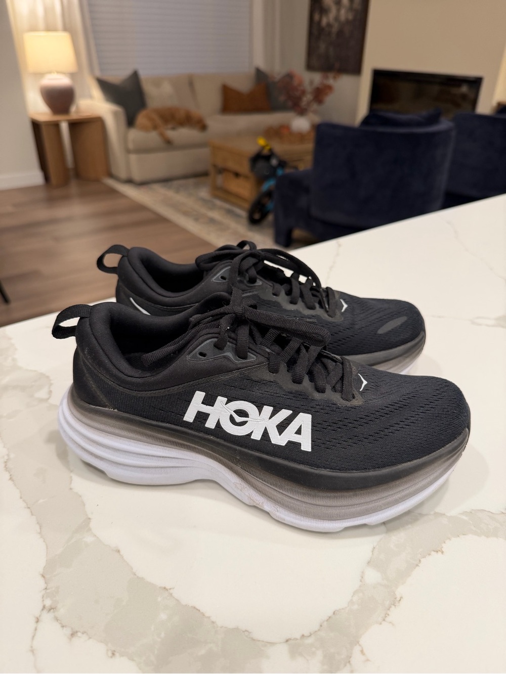 Hoka Men's Black and White Running Shoes